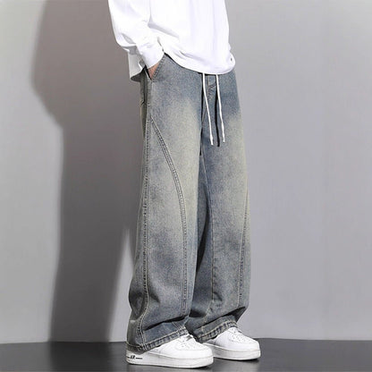 Jeans Men Autumn Winter Loose Straight Leg Pants Vintage Wide Leg Pants Men Youth Asymmetric Deconstruction Trousers - 𝐃𝐔𝐕𝐋𝐀𝐒𝐇𝐎𝐏