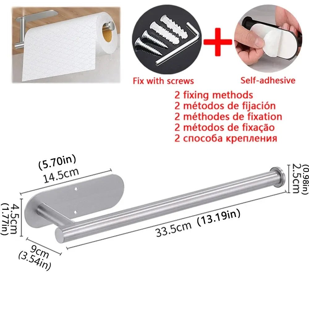 Kitchen Paper Towel Holder Adhesive Tissue Hanger Toilet Roll Paper Dispenser Cabinet Storage Napkin Rack Bathroom Accessories - 𝐝𝐮𝐯𝐥𝐚𝐬𝐡𝐨𝐩.𝐜𝐨𝐦