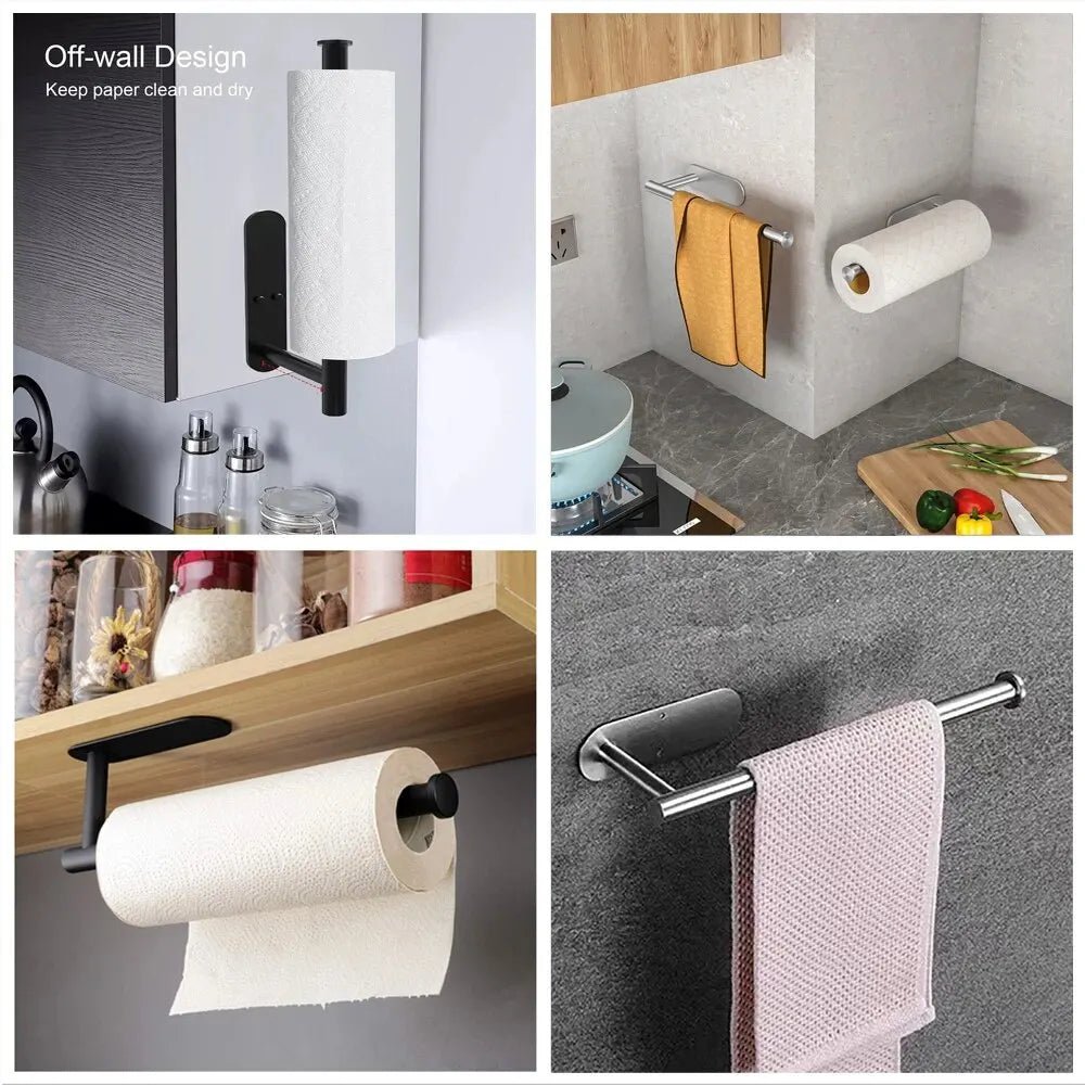 Kitchen Paper Towel Holder Adhesive Tissue Hanger Toilet Roll Paper Dispenser Cabinet Storage Napkin Rack Bathroom Accessories - 𝐝𝐮𝐯𝐥𝐚𝐬𝐡𝐨𝐩.𝐜𝐨𝐦