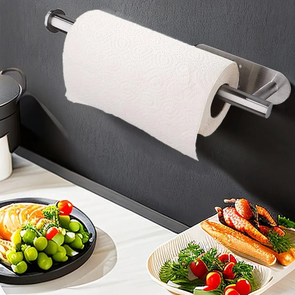 Kitchen Paper Towel Holder Adhesive Tissue Hanger Toilet Roll Paper Dispenser Cabinet Storage Napkin Rack Bathroom Accessories - 𝐝𝐮𝐯𝐥𝐚𝐬𝐡𝐨𝐩.𝐜𝐨𝐦