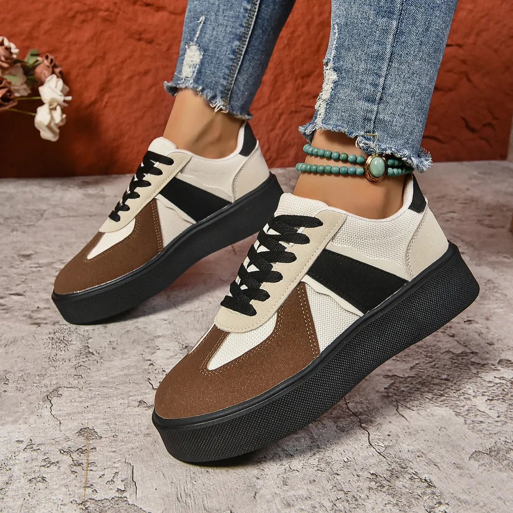 Lace Up Round Toe Contrast Sneakers - 𝐃𝐔𝐕𝐋𝐀𝐒𝐇𝐎𝐏