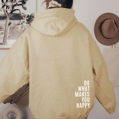 Loose Hooded Sweatshirt with Vintage Printed Letters and Drop Shoulder Sleeves for Women - 𝐝𝐮𝐯𝐥𝐚𝐬𝐡𝐨𝐩.𝐜𝐨𝐦