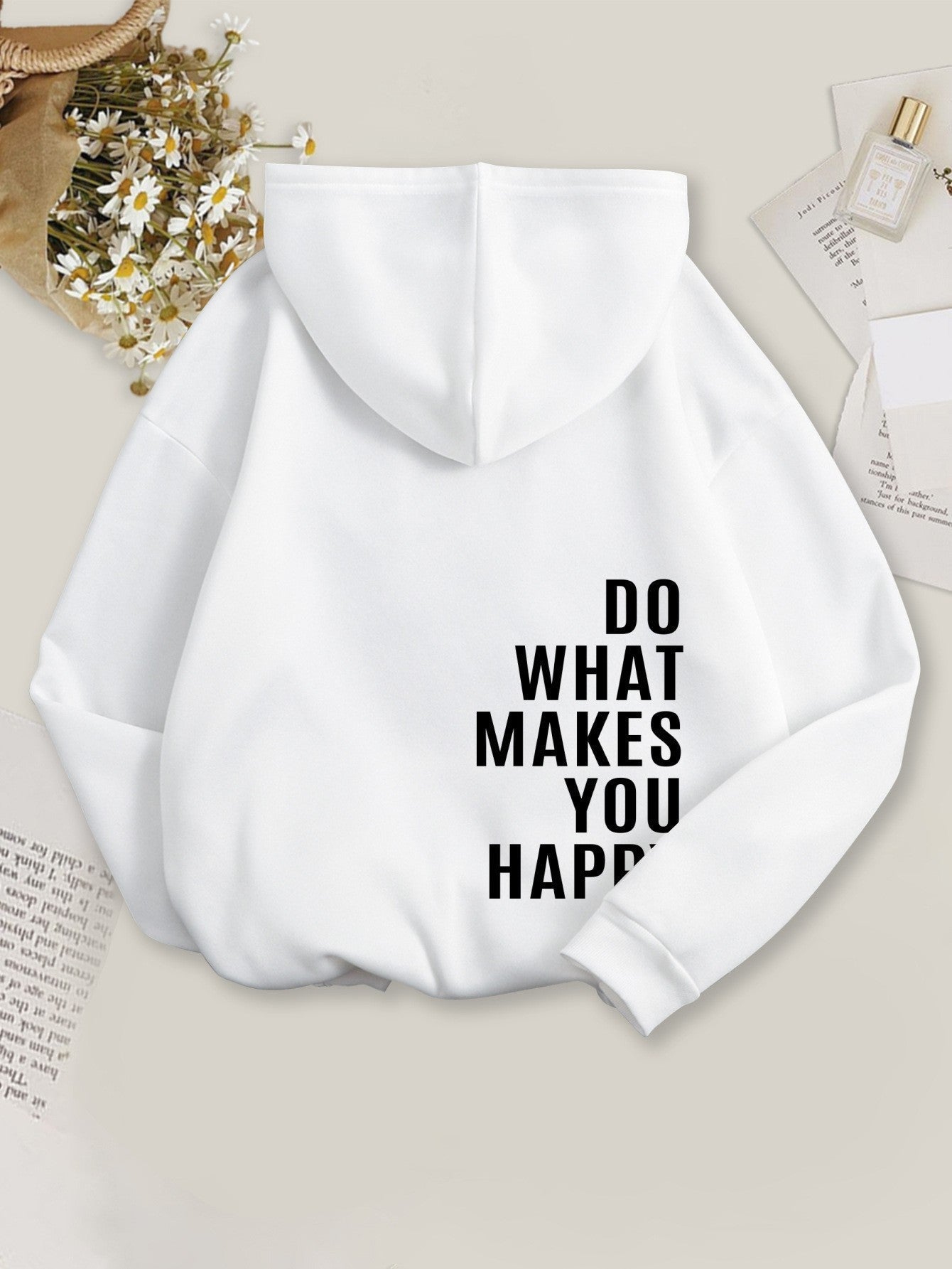 Loose Hooded Sweatshirt with Vintage Printed Letters and Drop Shoulder Sleeves for Women - 𝐝𝐮𝐯𝐥𝐚𝐬𝐡𝐨𝐩.𝐜𝐨𝐦