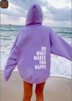 Loose Hooded Sweatshirt with Vintage Printed Letters and Drop Shoulder Sleeves for Women - 𝐝𝐮𝐯𝐥𝐚𝐬𝐡𝐨𝐩.𝐜𝐨𝐦