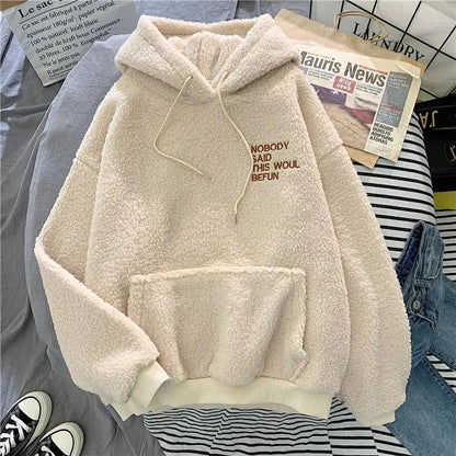 Loose Pocket Hoodies Womens Fleece Flannel Pullover Female Sweatshirt - 𝐝𝐮𝐯𝐥𝐚𝐬𝐡𝐨𝐩.𝐜𝐨𝐦