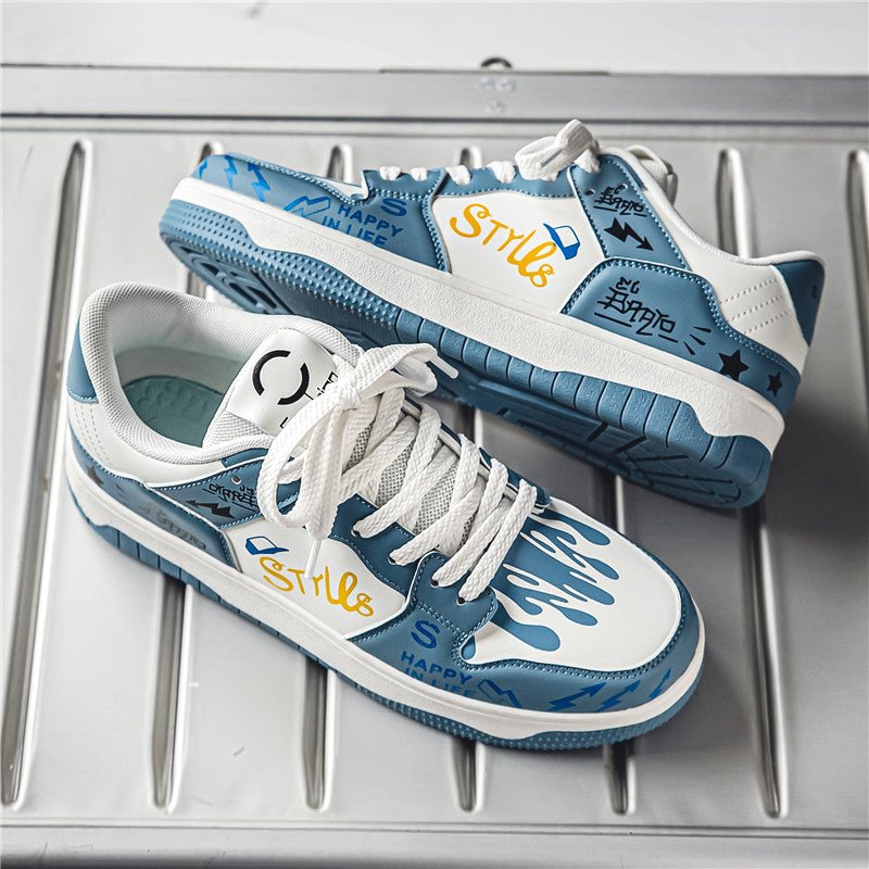 Low cut lace up men's shoes Korean version fashionable color blocked student shoes outdoor niche casual board shoes - 𝐝𝐮𝐯𝐥𝐚𝐬𝐡𝐨𝐩.𝐜𝐨𝐦