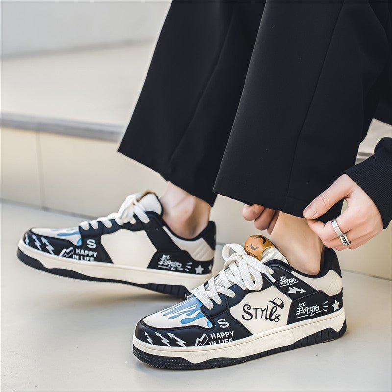Low cut lace up men's shoes Korean version fashionable color blocked student shoes outdoor niche casual board shoes - 𝐝𝐮𝐯𝐥𝐚𝐬𝐡𝐨𝐩.𝐜𝐨𝐦