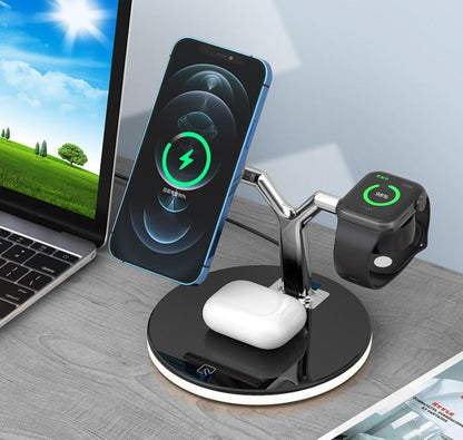 Magsafe desktop magnetic mobile phone holder charger three - in - one wireless charging watch headset - 𝐃𝐔𝐕𝐋𝐀𝐒𝐇𝐎𝐏