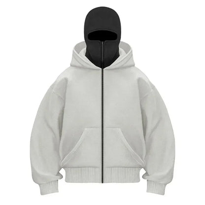 Men and women Balaclava Y2K Gothic Harajuku winter Warm new item double hooded sweatshirt men's hooded mask zipper sports Jacket - 𝐃𝐔𝐕𝐋𝐀𝐒𝐇𝐎𝐏