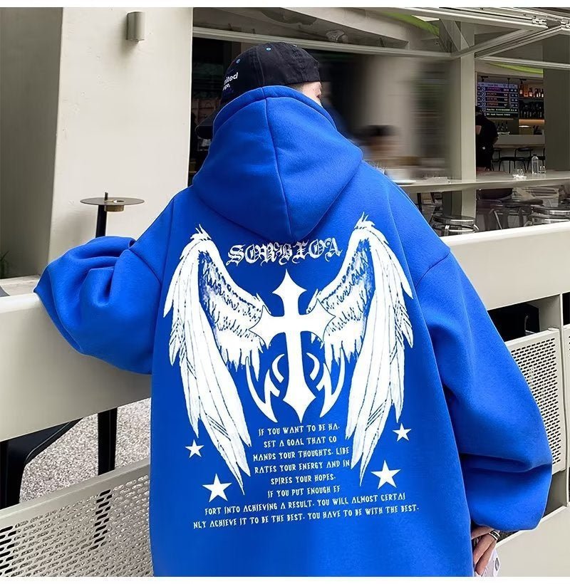 Men's Cross Wings Trendy Loose Lazy Style Casual Hoodie Jacket - 𝐝𝐮𝐯𝐥𝐚𝐬𝐡𝐨𝐩.𝐜𝐨𝐦