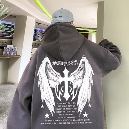 Men's Cross Wings Trendy Loose Lazy Style Casual Hoodie Jacket - 𝐝𝐮𝐯𝐥𝐚𝐬𝐡𝐨𝐩.𝐜𝐨𝐦