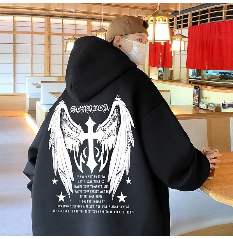 Men's Cross Wings Trendy Loose Lazy Style Casual Hoodie Jacket - 𝐝𝐮𝐯𝐥𝐚𝐬𝐡𝐨𝐩.𝐜𝐨𝐦