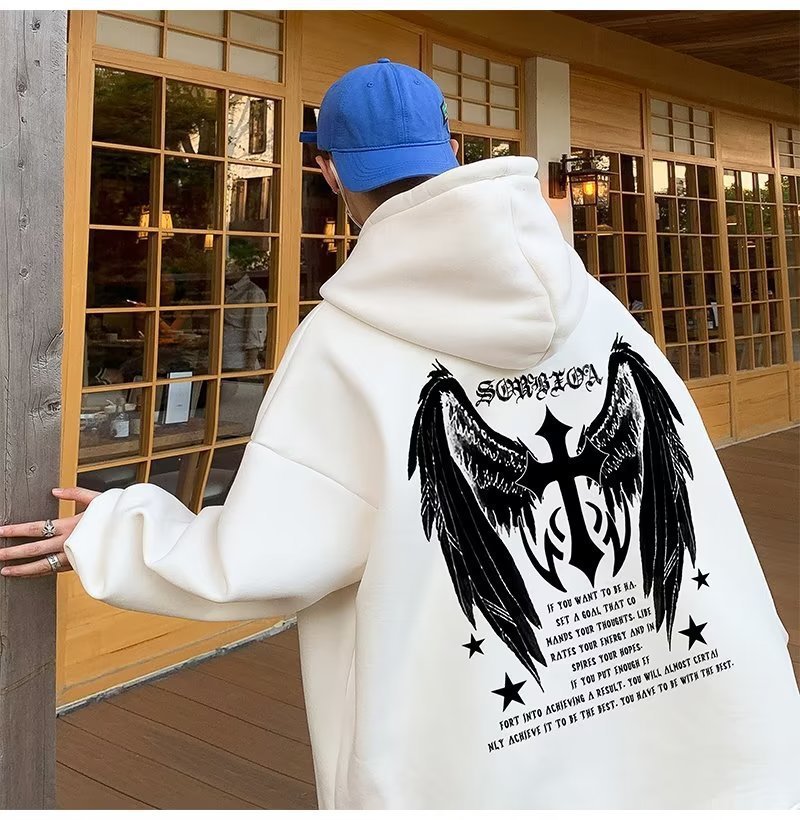 Men's Cross Wings Trendy Loose Lazy Style Casual Hoodie Jacket - 𝐝𝐮𝐯𝐥𝐚𝐬𝐡𝐨𝐩.𝐜𝐨𝐦