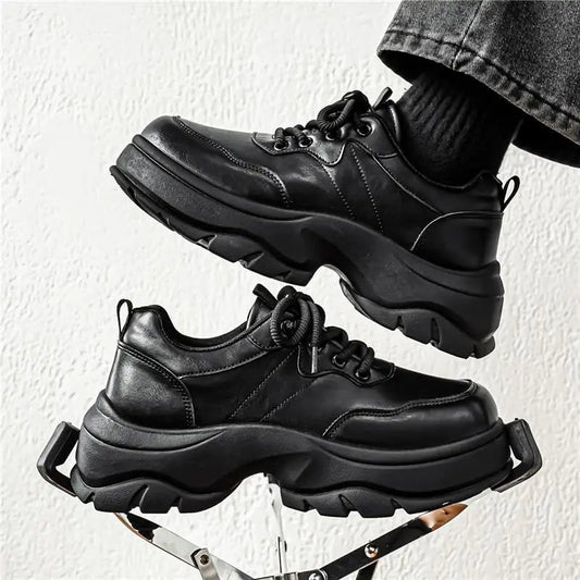 Men's Derby Shoes Autumn New Style Thick Bottom Heightening Casual Shoes All - Match British Style round Toe Rubber Outsole - 𝐝𝐮𝐯𝐥𝐚𝐬𝐡𝐨𝐩.𝐜𝐨𝐦