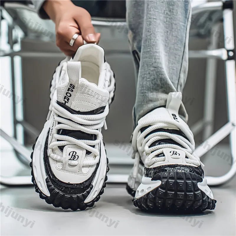 Men's White Sneakers Autumn Winter Fashion Cross Tied Non Slip Casual Shoes Comfortable Outdoor Height Increase Vulcanized Shoes - 𝐃𝐔𝐕𝐋𝐀𝐒𝐇𝐎𝐏