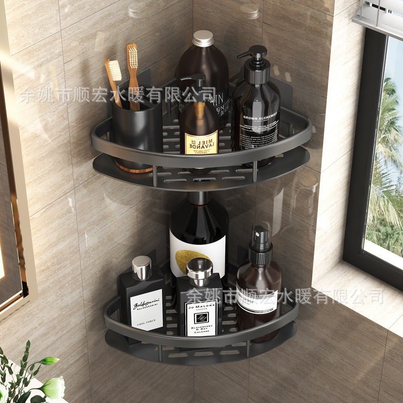 Minimalist bathroom black aluminum alloy triangular rectangular non perforated bathroom storage corner shelf - 𝐝𝐮𝐯𝐥𝐚𝐬𝐡𝐨𝐩.𝐜𝐨𝐦
