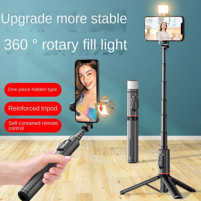 Mobile Phone Bluetooth Selfie Stick with Rotating Fill Light and Hidden Tripod Live Streaming Stand - 𝐝𝐮𝐯𝐥𝐚𝐬𝐡𝐨𝐩.𝐜𝐨𝐦