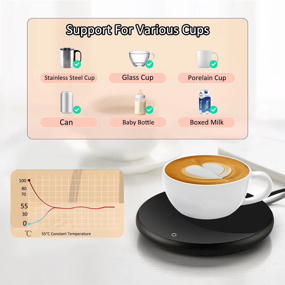 Mug Warmer USB Cup Warmer Coffee Cup Heater Thermostatic Heating Coaster Cup Electric Milk Tea Coffee Mug Warmer for Office Home - 𝐝𝐮𝐯𝐥𝐚𝐬𝐡𝐨𝐩.𝐜𝐨𝐦