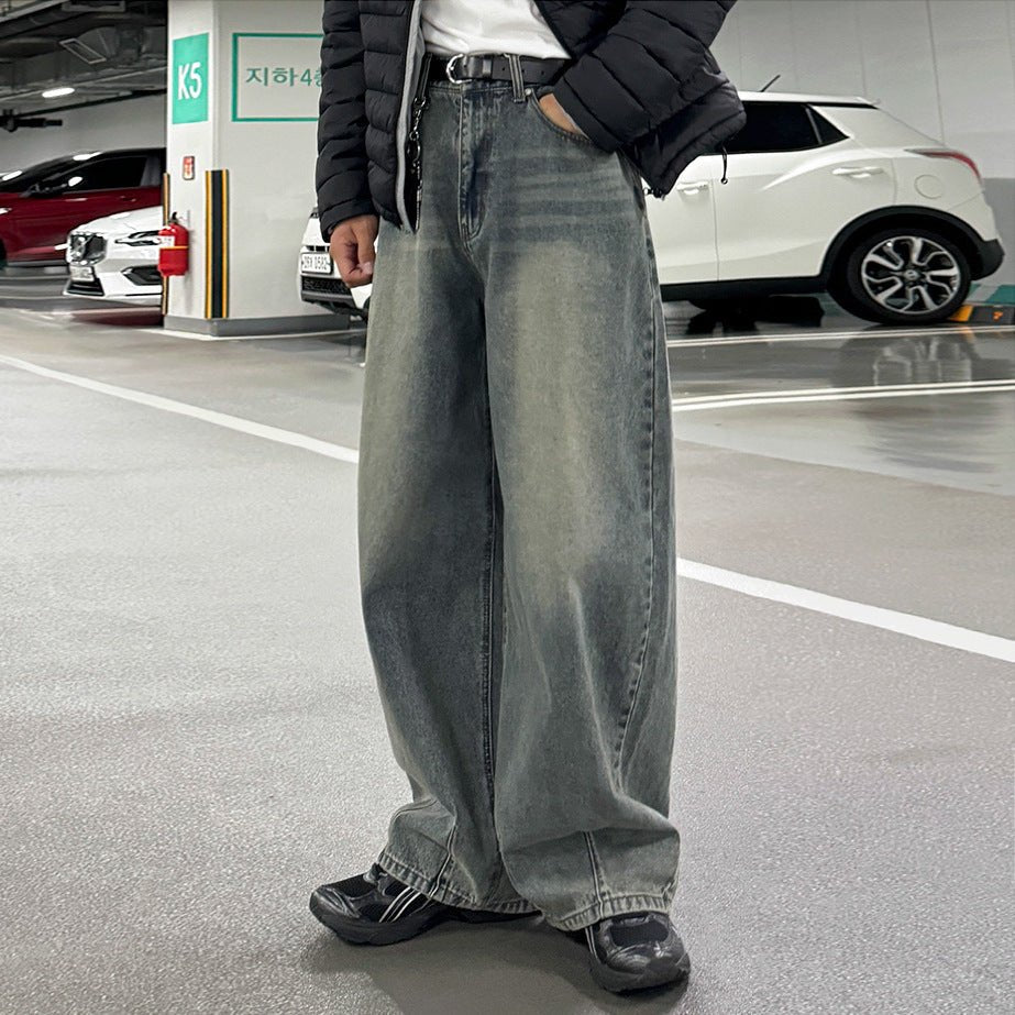 MYQ Washed Straight Leg Jeans Men Autumn Clean Fit Casual Tapered Long Pants Commuter Look - 𝐃𝐔𝐕𝐋𝐀𝐒𝐇𝐎𝐏