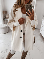 New Autumn And Winter Three Quarter Sleeve Button Lapel Pocket Woolen Coat Women - 𝐃𝐔𝐕𝐋𝐀𝐒𝐇𝐎𝐏