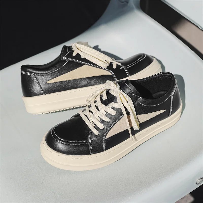 New Men Genuine Leather Casual Shoes Fashion Thick - soled Flat Skate Shoes Young Man Lace - up Sneaker 36 - 46 - 𝐃𝐔𝐕𝐋𝐀𝐒𝐇𝐎𝐏
