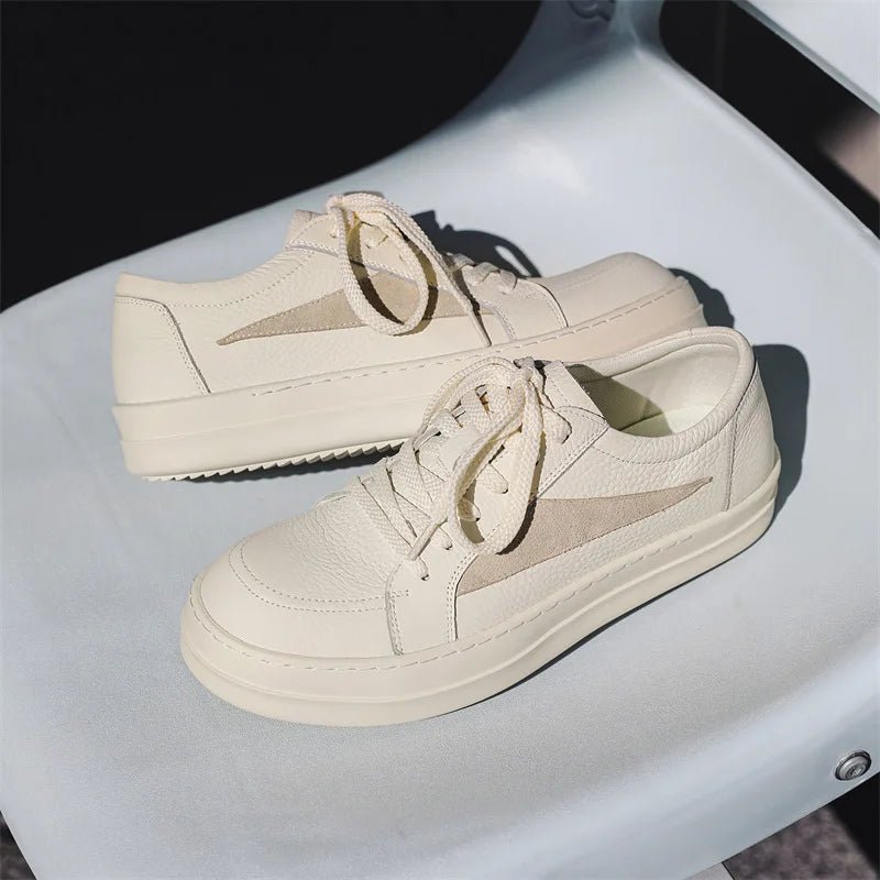New Men Genuine Leather Casual Shoes Fashion Thick - soled Flat Skate Shoes Young Man Lace - up Sneaker 36 - 46 - 𝐃𝐔𝐕𝐋𝐀𝐒𝐇𝐎𝐏