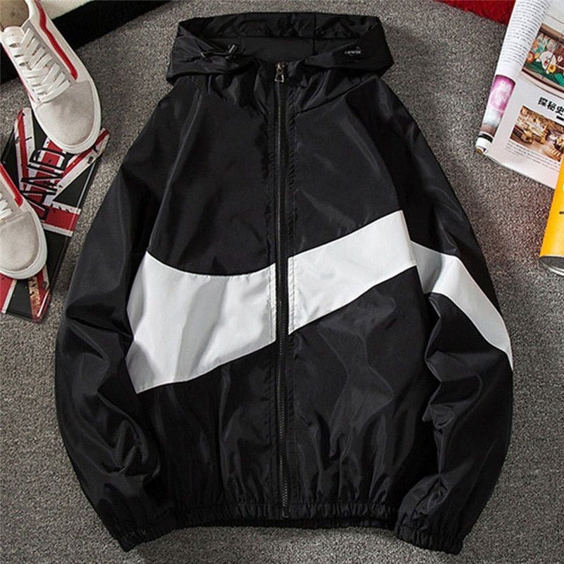New Men Spring Fall Thin Hoodies Coats Long Sleeves Color Block Zipper Hooded Sweatshirts Jacket Male Black /White/ Gray Outwear - 𝐝𝐮𝐯𝐥𝐚𝐬𝐡𝐨𝐩.𝐜𝐨𝐦