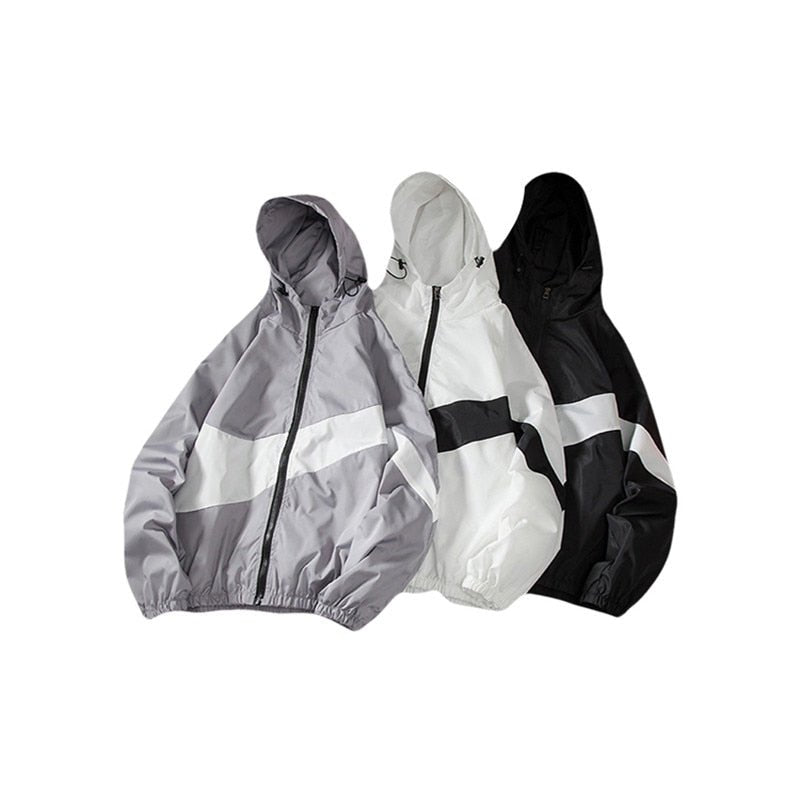 New Men Spring Fall Thin Hoodies Coats Long Sleeves Color Block Zipper Hooded Sweatshirts Jacket Male Black /White/ Gray Outwear - 𝐝𝐮𝐯𝐥𝐚𝐬𝐡𝐨𝐩.𝐜𝐨𝐦
