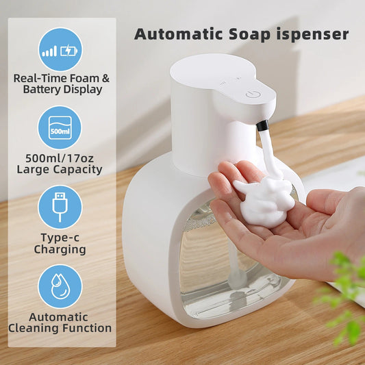 New Wall Mounted Automatic Soap Dispenser Foam Smart Hand Washing Machine 500ml Liquid Rechargeable Bathroom Induction Sensor - 𝐝𝐮𝐯𝐥𝐚𝐬𝐡𝐨𝐩.𝐜𝐨𝐦
