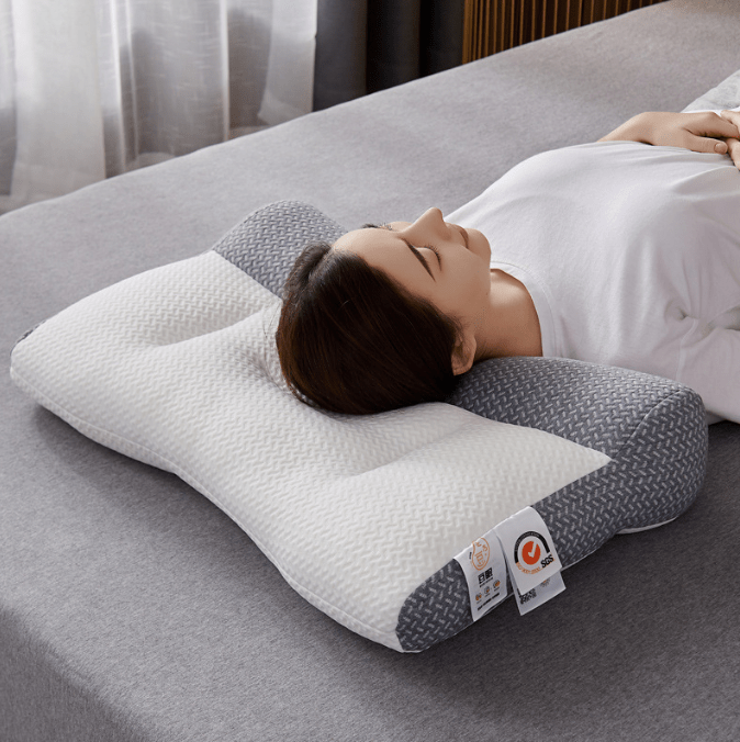 Oreiller en fibre de soja eprolo pour soutien cervical et traction, avec rembourrage moelleux et design ergonomique.