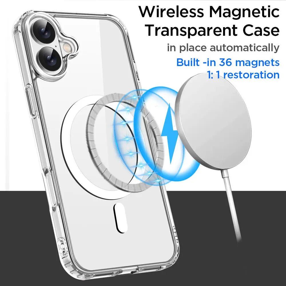 Original Magnetic Transparent Phone Case For iPhone 17 Air 16 15 14 13 12 11 Pro Max Plus 16e E Magsafe Silicone Cover Funda - 𝐃𝐔𝐕𝐋𝐀𝐒𝐇𝐎𝐏