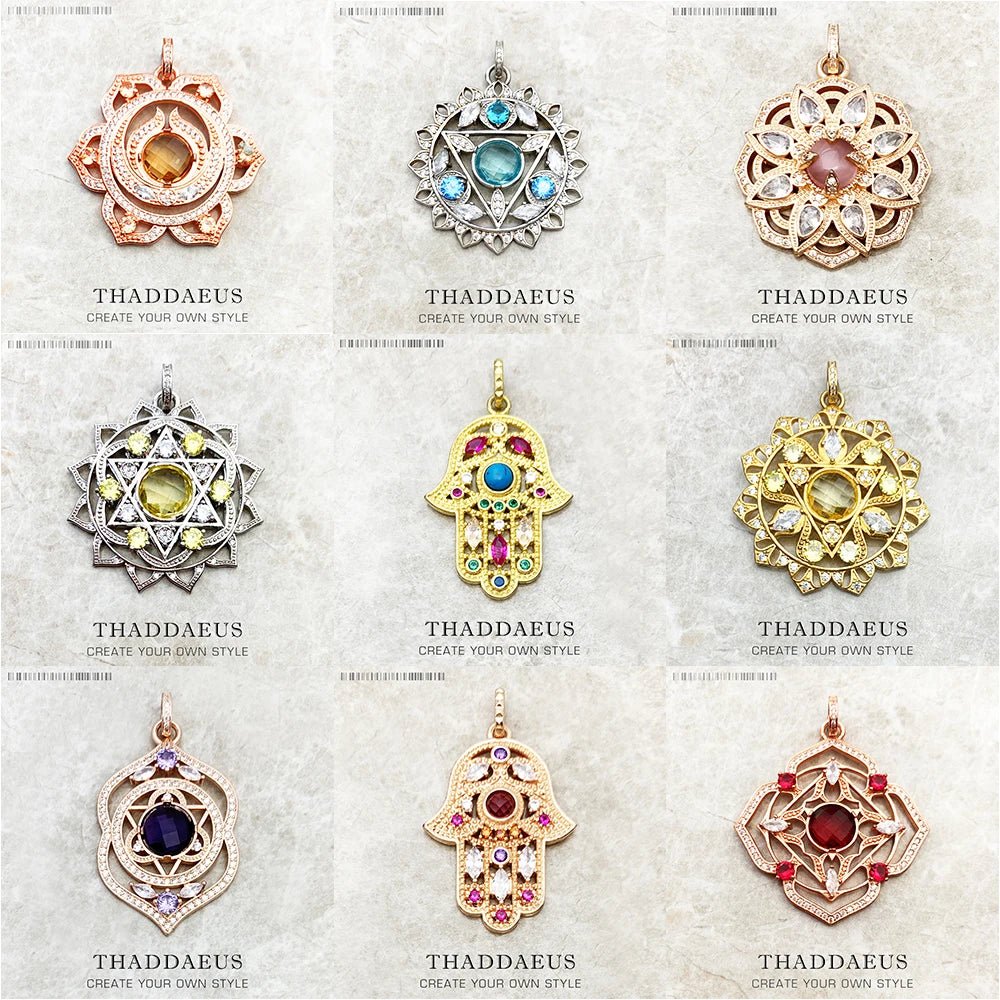 Pendant Hand of Fatima Chakra Lotus Summer New Jewelry Bohemia 925 Sterling Silver Accessories Protection Gift For Women Men - 𝐝𝐮𝐯𝐥𝐚𝐬𝐡𝐨𝐩.𝐜𝐨𝐦