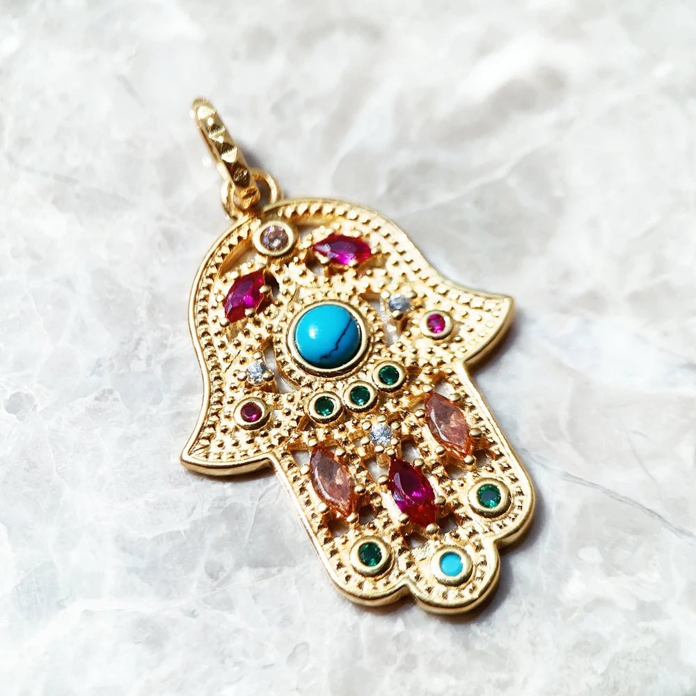 Pendant Hand of Fatima Chakra Lotus Summer New Jewelry Bohemia 925 Sterling Silver Accessories Protection Gift For Women Men - 𝐝𝐮𝐯𝐥𝐚𝐬𝐡𝐨𝐩.𝐜𝐨𝐦