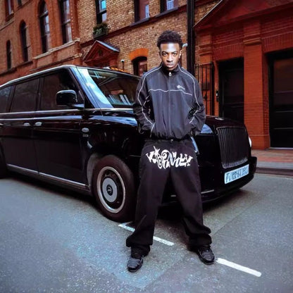 Personalized letter printed jeans, men's spring and autumn high street hip - hop fashion brand, loose straight leg pants - 𝐝𝐮𝐯𝐥𝐚𝐬𝐡𝐨𝐩.𝐜𝐨𝐦