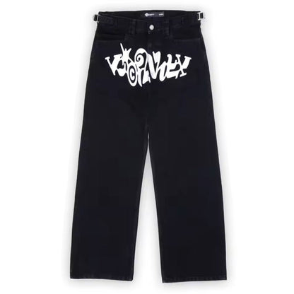 Personalized letter printed jeans, men's spring and autumn high street hip - hop fashion brand, loose straight leg pants - 𝐝𝐮𝐯𝐥𝐚𝐬𝐡𝐨𝐩.𝐜𝐨𝐦