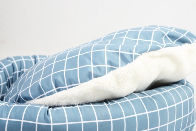 Pet Supplies Winter Plaid Pet Nest Small Round Nest with Pillow Cat Den Dog Den - 𝐝𝐮𝐯𝐥𝐚𝐬𝐡𝐨𝐩.𝐜𝐨𝐦