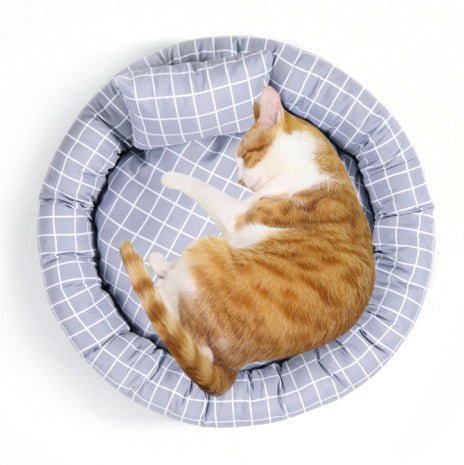Pet Supplies Winter Plaid Pet Nest Small Round Nest with Pillow Cat Den Dog Den - 𝐝𝐮𝐯𝐥𝐚𝐬𝐡𝐨𝐩.𝐜𝐨𝐦