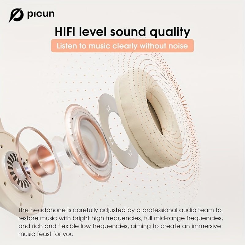 Picun B - 01S Wireless Headphones, HD Stereo Sound Over Ear Headphones With Built - in Microphones, Deep Bass 40 Hours Playtime, Headset HiFi Stereo Foldable Lightweight Headset, TF/For Cell Phone/PC/Home. - 𝐃𝐔𝐕𝐋𝐀𝐒𝐇𝐎𝐏