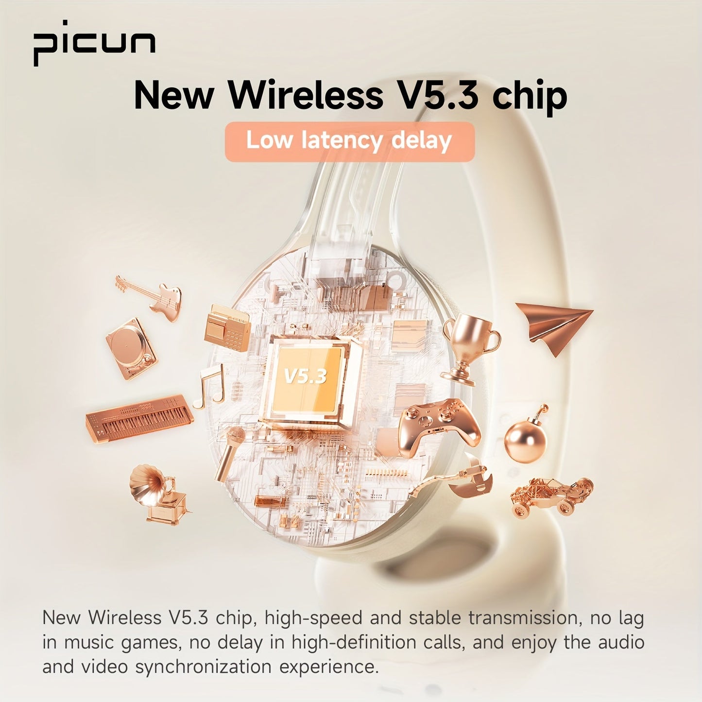 Picun B - 01S Wireless Headphones, HD Stereo Sound Over Ear Headphones With Built - in Microphones, Deep Bass 40 Hours Playtime, Headset HiFi Stereo Foldable Lightweight Headset, TF/For Cell Phone/PC/Home. - 𝐃𝐔𝐕𝐋𝐀𝐒𝐇𝐎𝐏