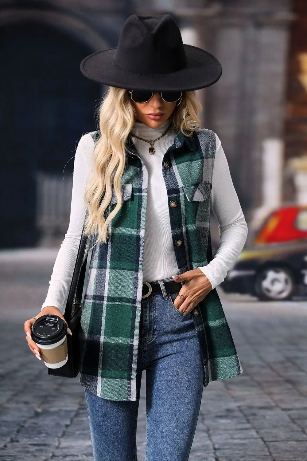 Plaid Button Up Vest Coat - 𝐃𝐔𝐕𝐋𝐀𝐒𝐇𝐎𝐏