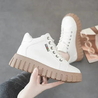 Platform Shoes for Women Boots Leather Lace Up Winter Casual Shoes Women Solid Color Ankle Boots Canvas Round Toe Women Shoes - 𝐃𝐔𝐕𝐋𝐀𝐒𝐇𝐎𝐏
