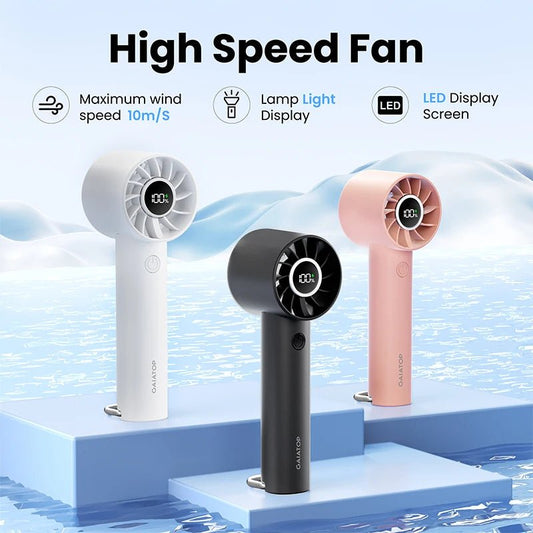 Portable Mini Fan, Handheld Fan with LED Display & Flashlight, 3 Speeds 2000mAh USB Rechargeable Battery Fan - 𝐝𝐮𝐯𝐥𝐚𝐬𝐡𝐨𝐩.𝐜𝐨𝐦