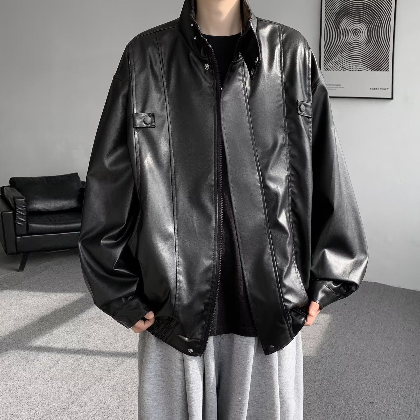 Retro cool PU leather jacket for men - 𝐝𝐮𝐯𝐥𝐚𝐬𝐡𝐨𝐩.𝐜𝐨𝐦