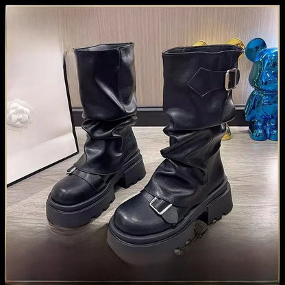 Short boots women's 2025 new spring and autumn winter retro Maillard mid boots women's - 𝐃𝐔𝐕𝐋𝐀𝐒𝐇𝐎𝐏