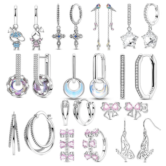 Silver earrings 925 sterling silver Bow star Butterfly zircon twist around jewelry earrings female earrings fashion accessories - 𝐝𝐮𝐯𝐥𝐚𝐬𝐡𝐨𝐩.𝐜𝐨𝐦