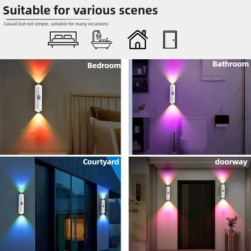 Smart RGB Gradient Night Light Magnetic Motion Sensor Rechargeable Wall Lamp for Bedroom Bathroom Closet Garden Home Decor - 𝐝𝐮𝐯𝐥𝐚𝐬𝐡𝐨𝐩.𝐜𝐨𝐦