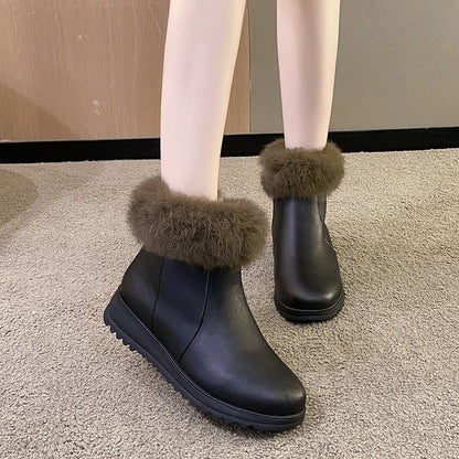 Thick and warm cotton shoes with added fleece, flat bottom and anti slip short tube bread shoes - 𝐝𝐮𝐯𝐥𝐚𝐬𝐡𝐨𝐩.𝐜𝐨𝐦
