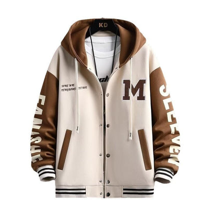 Thick hoodie jacket for boys contrasting colors hooded embroidery heavyweight jacket for teenagers - 𝐃𝐔𝐕𝐋𝐀𝐒𝐇𝐎𝐏
