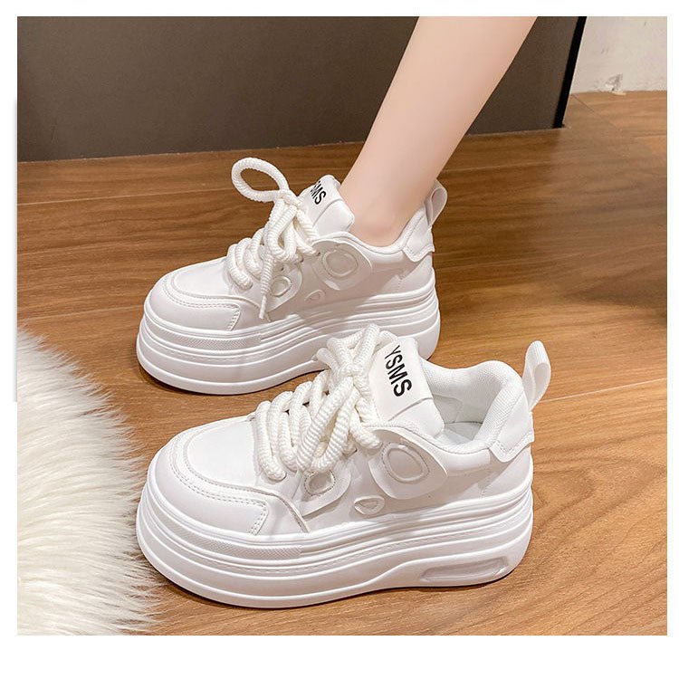 Thick soled white shoes for women, versatile and popular panda shoes, slimming and niche casual sponge shoes - 𝐝𝐮𝐯𝐥𝐚𝐬𝐡𝐨𝐩.𝐜𝐨𝐦
