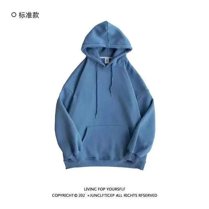 Thickened Fleece Hooded Sweatshirt Men's Solid Color Winter Jacket Korean Style Casual Wear Polyester Fabric Long Sleeve - 𝐃𝐔𝐕𝐋𝐀𝐒𝐇𝐎𝐏